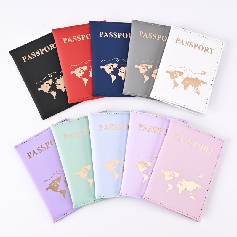 Leather Passport Cover - Mode Reisepass Schutzhülle Welt Muster Reise